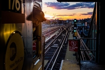 th Street Roosevelt Avenue station on the  line Queens NYC 