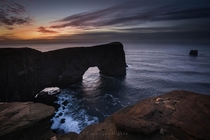 That first light at the Dyrhlaey arch in Iceland 