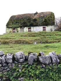 Thatched Cottage abandoned on Inishmore Aran Islands Ireland 