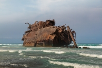 The abandoned hulk of MS Cabo Santa Maria wrecked in  
