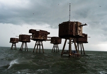 The abandoned Maunsell Sea Forts in England 