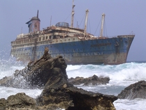 The abandoned wreckage of the American Star SS America Fuerteventura Canary Islands 