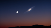 The actual size of the Andromeda galaxy compared to our moon