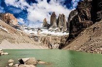 The actual view at the end of the Torres del Paine Trek 
