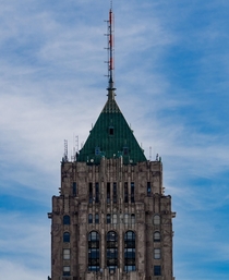 The amazing top of the Fisher Building in Detroit