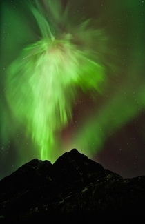 The aurora borealis over the Norwegian island of Kvalya 