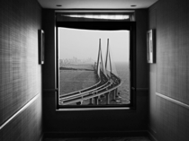 The Bandra-Worli Sea Link an eight-lane state-of-the-art cable-stayed bridge that hugs the Mumbai coastline as seen from the Taj Lands End Hotel Fanil Rajgor 
