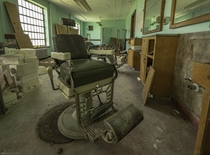 The Barber Shop inside an abandoned psychiatric hospital OC X