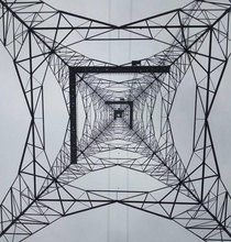 The base of a transmission tower
