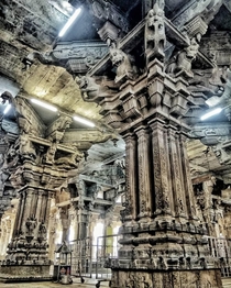The Beautiful pillars of the Jambukeswarar Temple in India This Temple is more than  years old