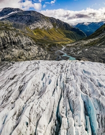 The beauty of a glacier looking down the valley in Fjord Norway in late summer  - more of my landscape at insta glacionaut