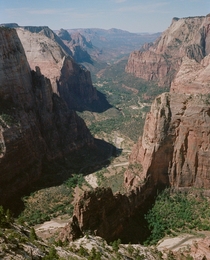 The best view in Zion in my opinion From Observation Point overlooking Angels Landing Zion National Park Utah 