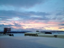 The blizzard blew away just in time for this sunrise Anchorage Alaska 