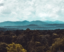 The Blue Ridge Mountains as seen from Asheville North Carolina 