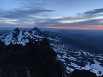 The break of dawn seen from atop South Sister 