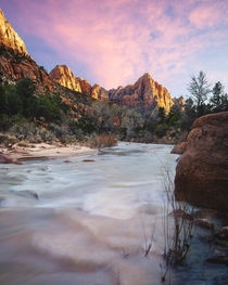 The bridge was crowded but the river bank was empty Zion National Park UT  IG grantplace