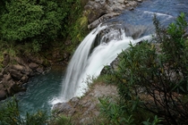The brink of Tawhai Falls New Zealand which was used as Gollums Pool in Lord of the Rings 