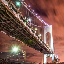 The Brooklyn end of the Verrazano Bridge long exposure 