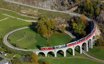 The Brusio spiral viaduct Brusio Canton of Graubnden Switzerland UNESCO World Heritage site 