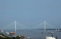 The cable-stayed Anqing Yangtze River Bridge at Anqing 