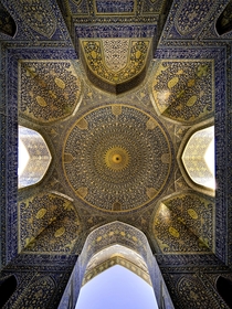 The ceiling of the Shah mosque in Isfahan Iran