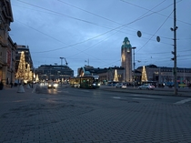 The City Center of Helsinki Finland this evening at  local time 