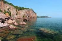 The cliffs of Palisade Head on the shore of Lake Superior in Minnesota 