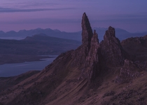 The cold pre-dawn light on the Old Man of Storr Isle of Skye - Scotland 