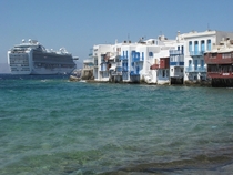 The colourful waters of Mykonos Greece 