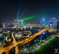 The daily laser show from the Marina Bay Sands Hotel Singapore 