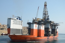 The Dockwise Vanguard a semi-submersible lift ship so big it can transport oil rigs 