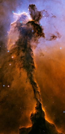 The dust sculptures of the Eagle Nebula are evaporating As powerful starlight whittles away these cool cosmic mountains the statuesque pillars that remain might be imagined as mythical beasts 