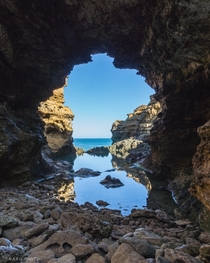 The enchanting view through the Grotto Great Ocean Road Victoria Australia 