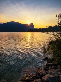 The end of a beautiful day at the Moon Lake Austria 