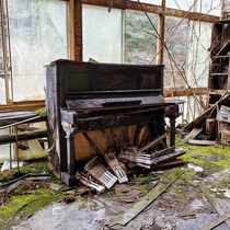 The finest piano Ive ever seen Beautifully decayed Its sat there for  years