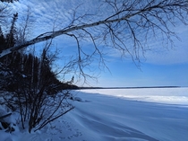The frozen edge of Lake Winnipeg tenth largest freshwater lake in the world Photo taken from the shores of Hecla Island 