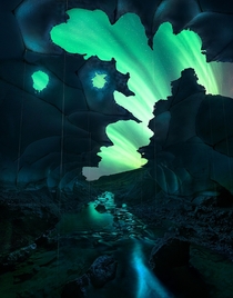 The Ghost Cave - Aurora-filled skies near the Vatnajkull glacier Photo by Max Rive Xpost rIsland 