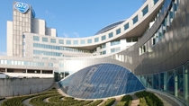 The glass eye of the OLV Hospital in Aalst Belgium 