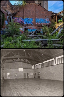 The gym of an abandoned church