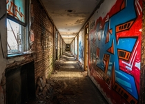 The hallway of an abandoned post office