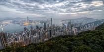 The Hong Kong skyline at sunrise 