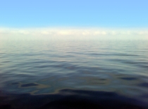 The horizon in the middle of Lake Michigan on a foggy day 