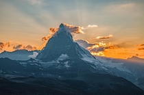 The iconic Matterhorn mountain in Switzerland during sunset  - IG glacionaut