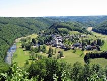 The idyllic village of Frahan in the forested Ardennes Belgium 