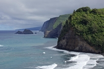 The imposing cliffs of the Kohala coastline as a storm approached Big Island of Hawaii 