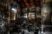 The inside of a burned house 