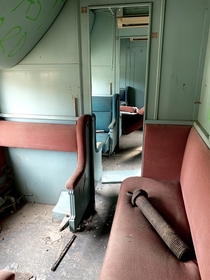 The inside of an abandoned Alaskan Railway car in Nenana Alaska