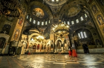 The interior of the Alexander Nevsky Cathedral Nizhny Novgorod Russia 