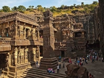 The Kailasha Temple in Maharashtra India It is the largest building carved out of a single rock
