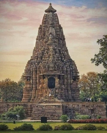 The Kandariya Mahadeva Temple meaning the Great God of the Cave is the largest Hindu temple in the medieval temple group found at Khajuraho in Madhya Pradesh India It is considered one of the best examples of temples preserved from this period in India an